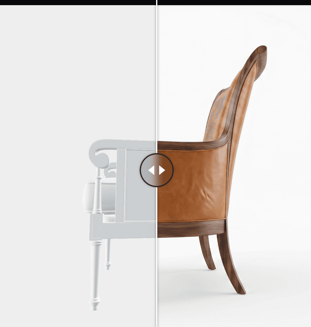 Before and after compression comparison of a chair model