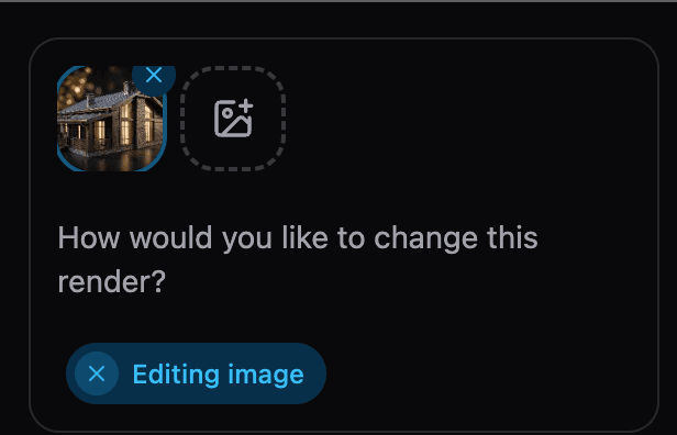 Prompt box asking how to change the selected render