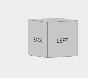 Orientation cube showing back and left faces