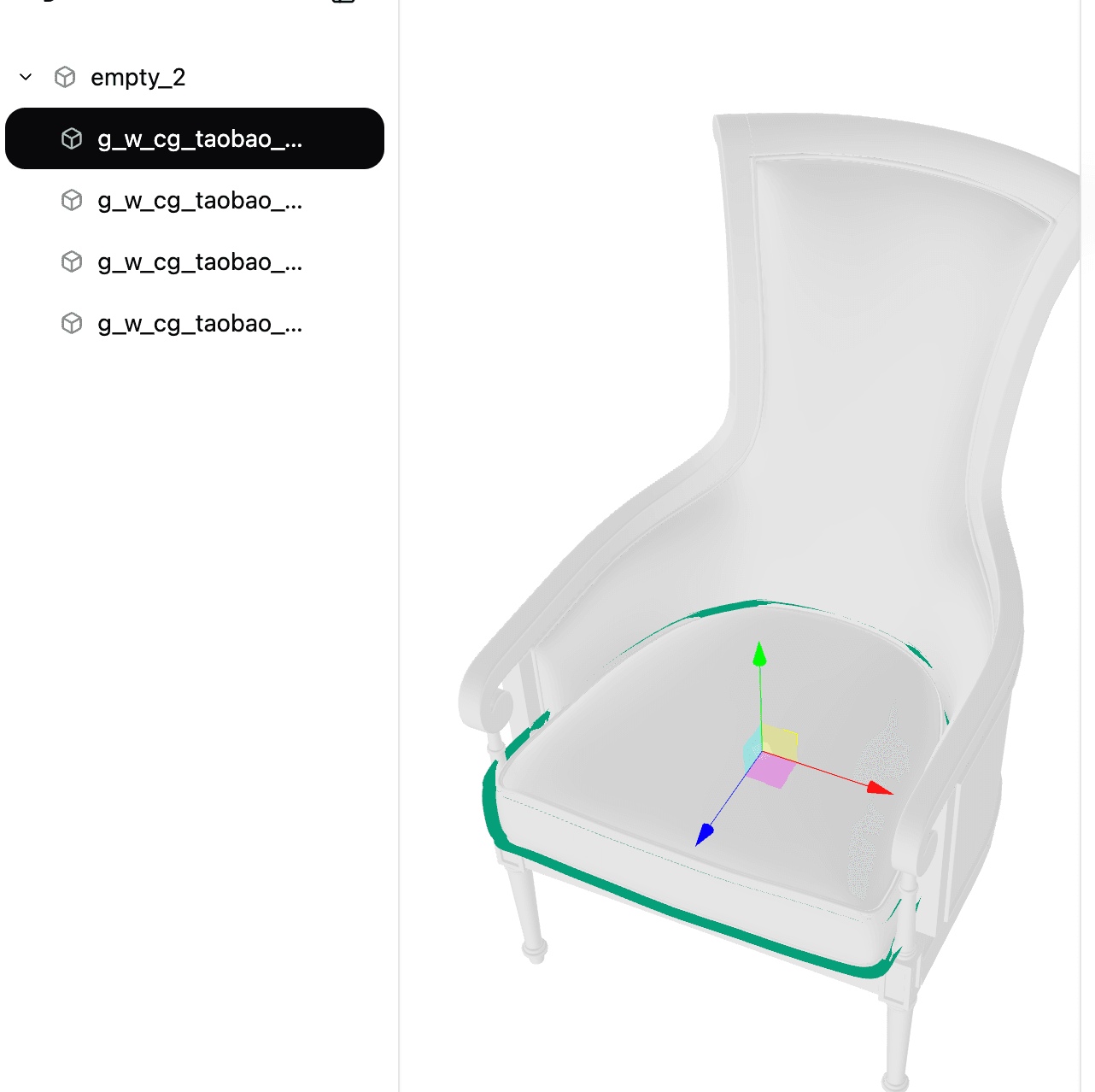 Selected 3D model part in the viewer