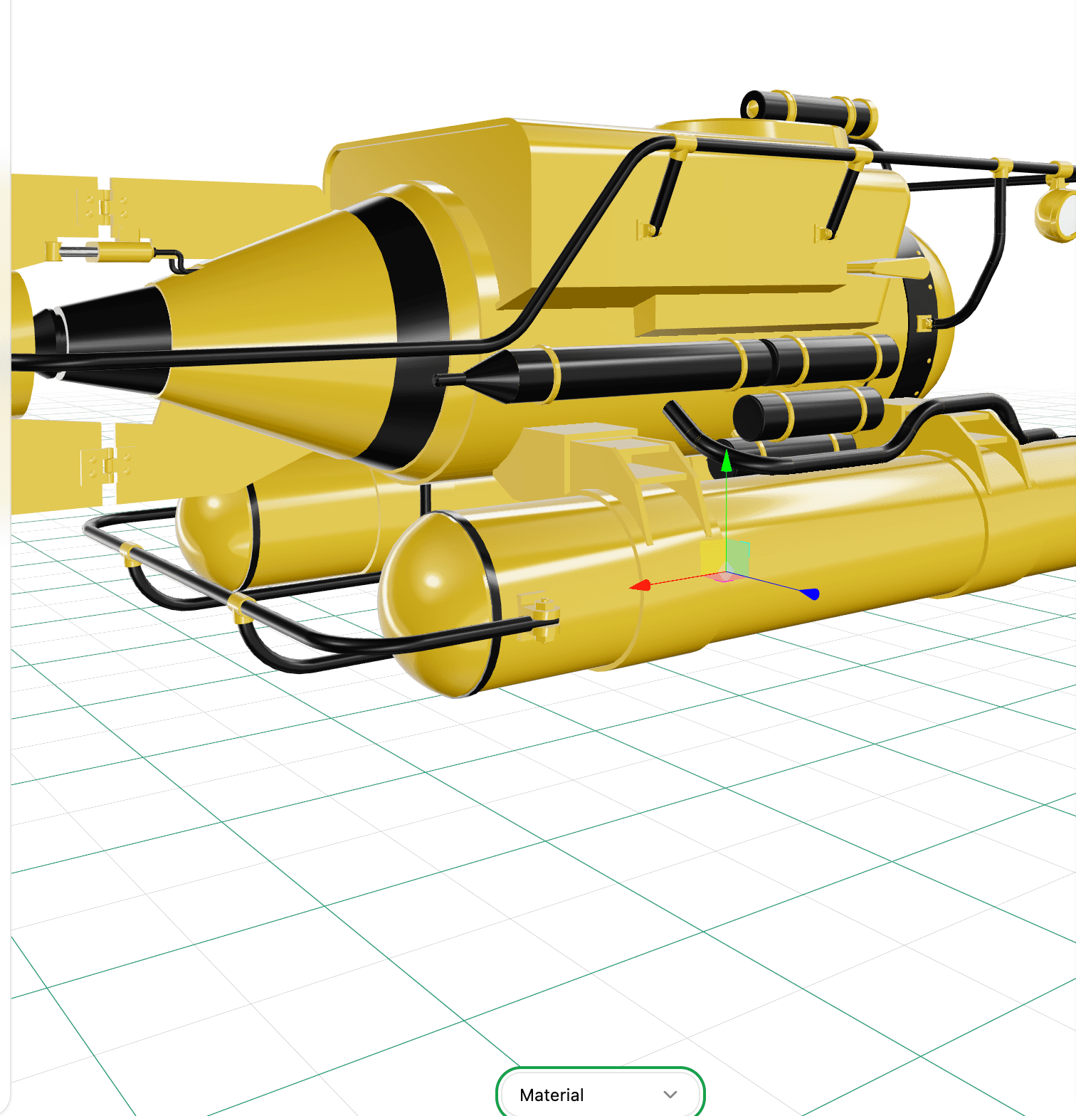 Submarine model in wireframe view