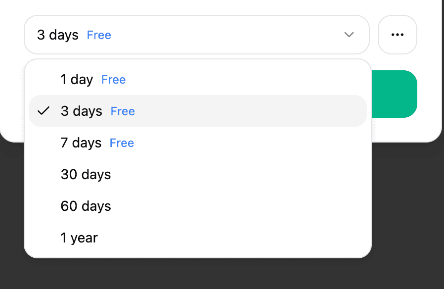 New transfer form filled with title and message